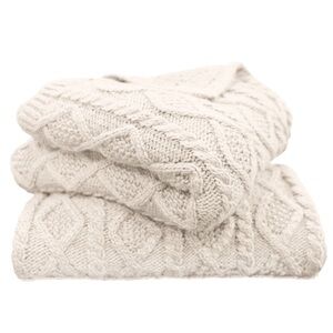 HiEnd ACCENTS Cable Knit Throw Blanket 50x60 Cream/Ivory Soft Cozy